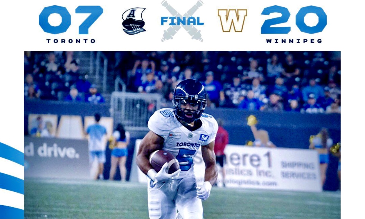Toronto Argonauts Game Recap/Highlights: The Blue Bombers Sink The Boatmen 20-7