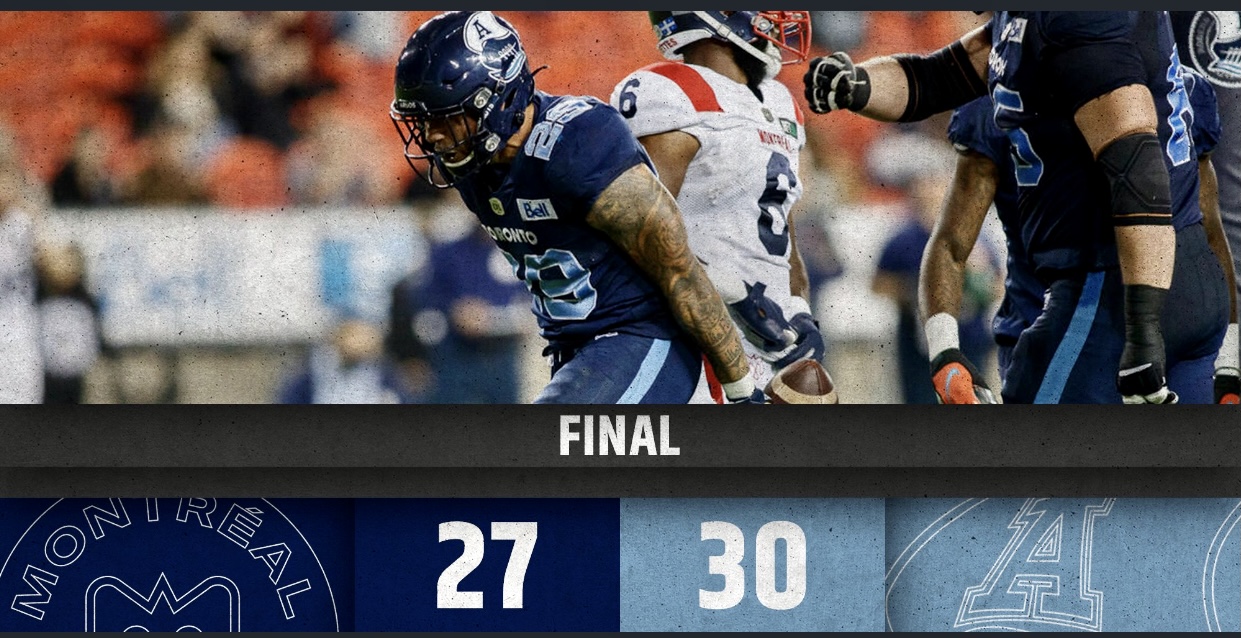 Montreal-Toronto Game Highlights/Recap: Argonauts Top The Alouettes In The Six
