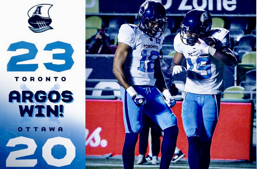 Argos Late Surge Propels Team to 23-20 Victory Over The Redblacks