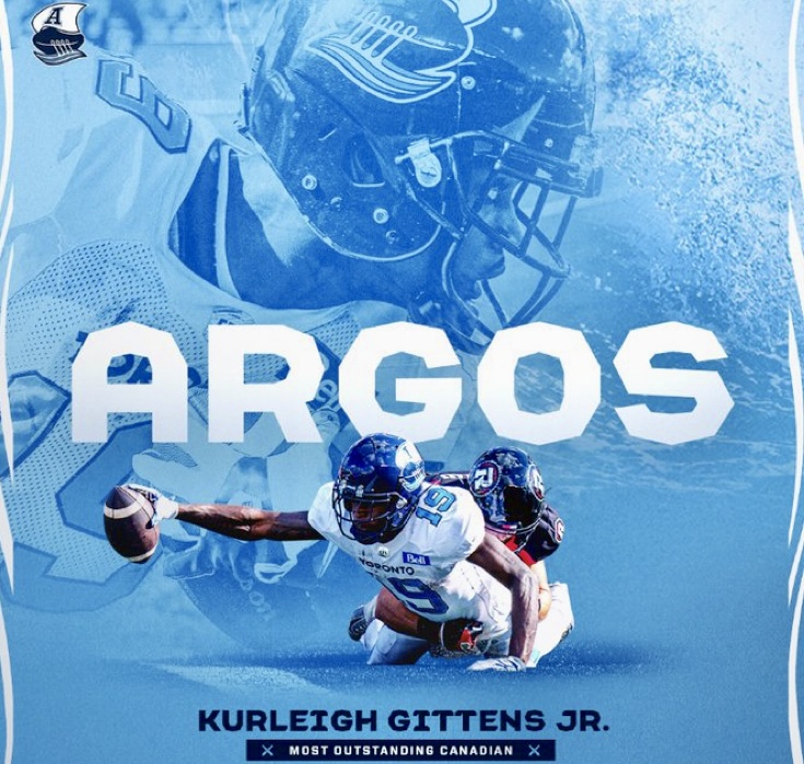 Argos HC Ryan Dinwiddie And WR Kurleigh Gittens Jr. Named Finalists For Top CFL Awards