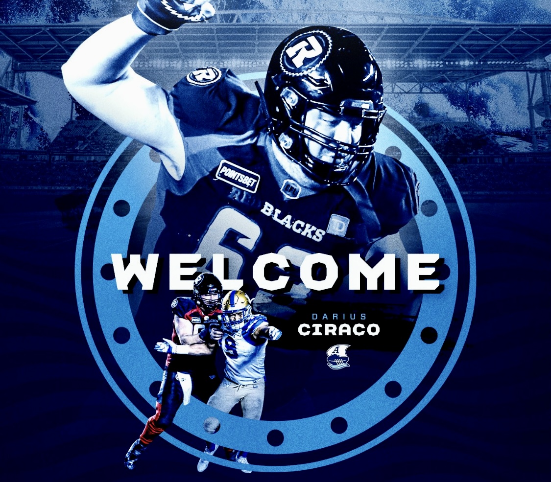 Argos See Shakeup On Offensive Line, As Team Adds Free Agent Darius Ciraco, While Two 2022 Starters Depart
