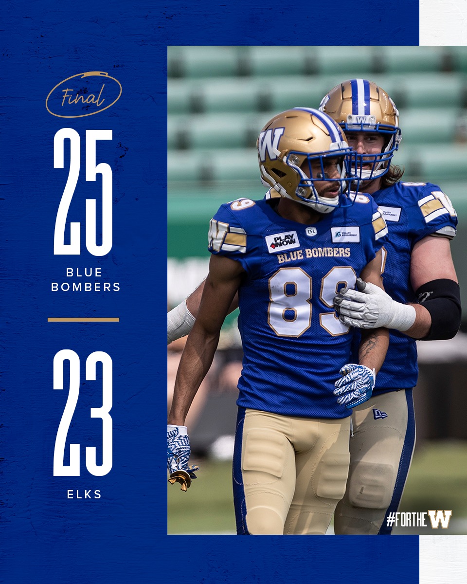 Winnipeg Blue Bombers Edge Out Edmonton Elks 25-23 in Tightly Contested CFL Preseason Matchup