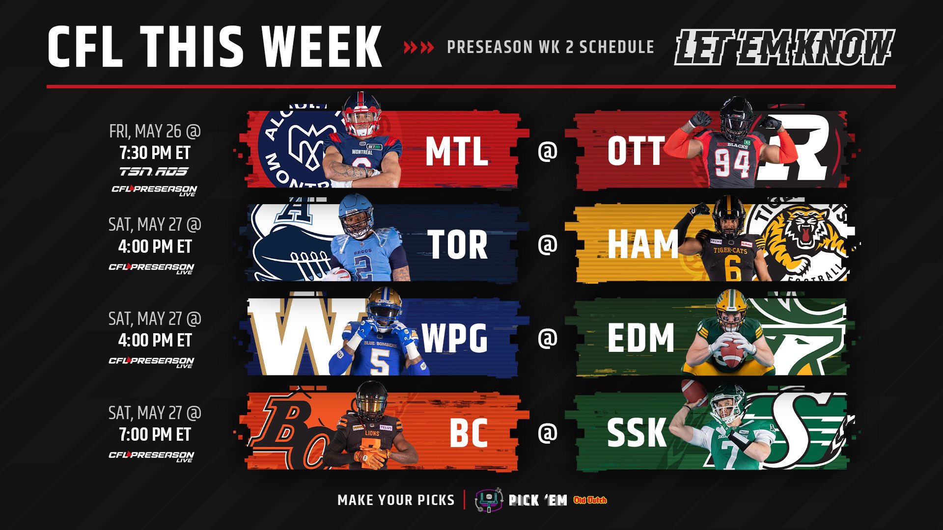 CFL Preseason Schedule: Games on TV Today, Argonauts vs Tiger-Cats, Blue Bombers vs Elks, Lions vs Roughriders, Odds (Saturday, May 27, 2023)