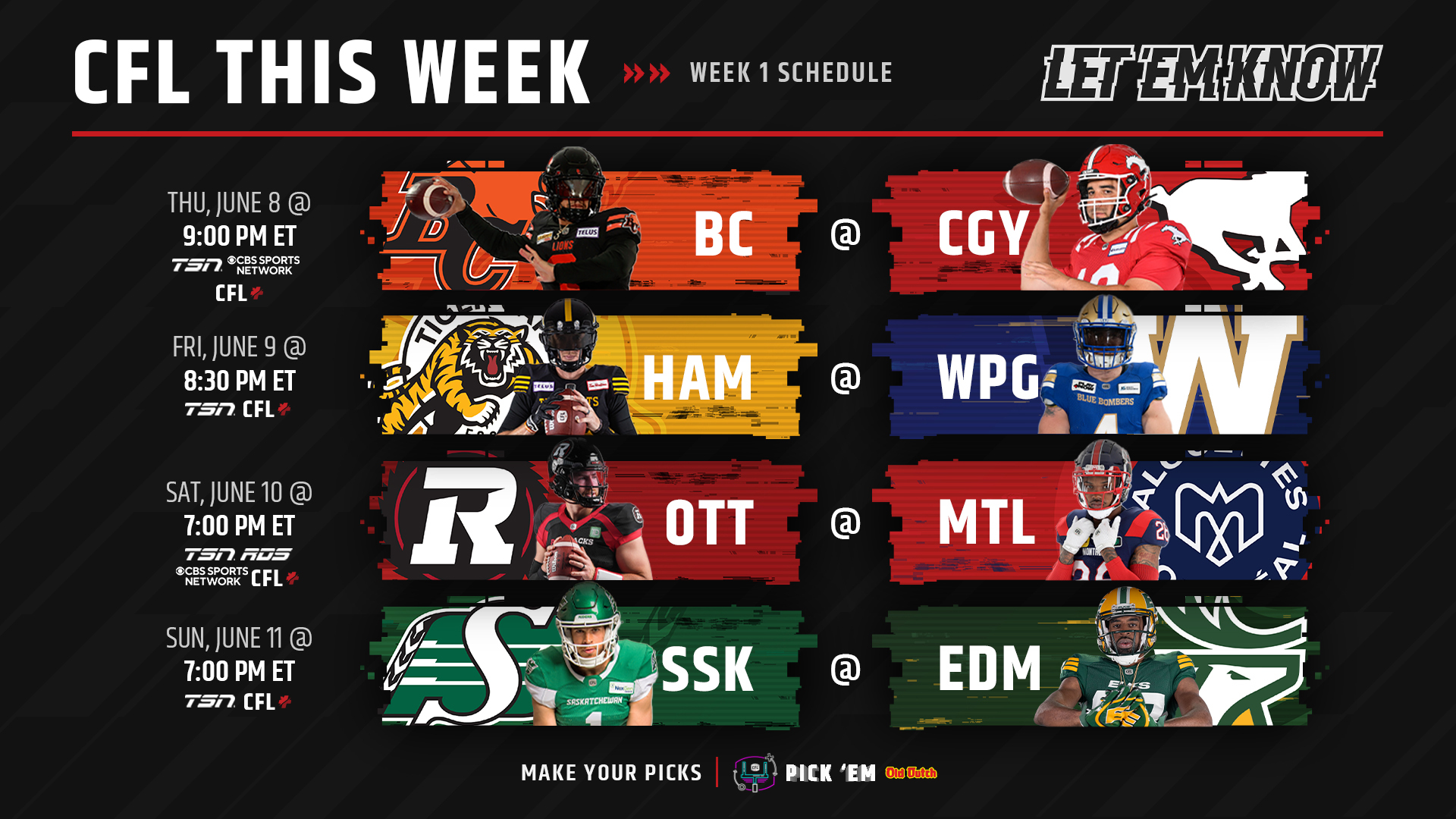CFL Week 1 Schedule: Games on TV Today, Ottawa Redblacks vs Montreal Alouettes, Odds (Saturday, June 10)