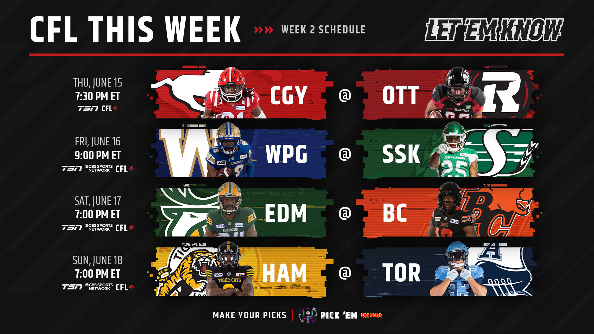 CFL Schedule: Games on TV Today, Calgary Stampeders vs Ottawa REDBLACKS, Odds (Thursday, June 15)