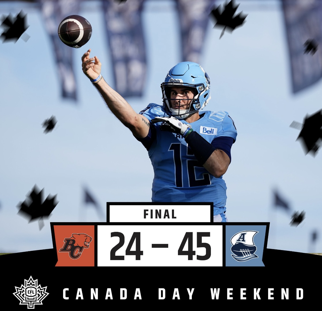 CFL Week 5 Power Rankings: Argos Tame The Lions To Cement Their Top Standing