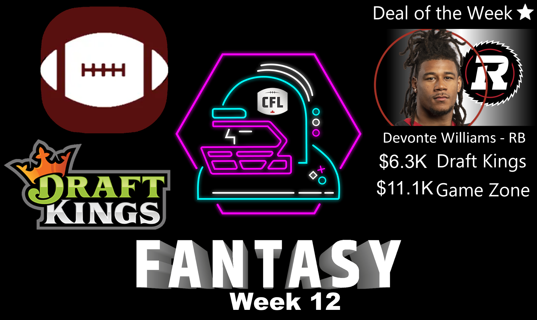 CFL Week 12 Fantasy Football Picks and Sleepers: Draft Kings, Game Zone