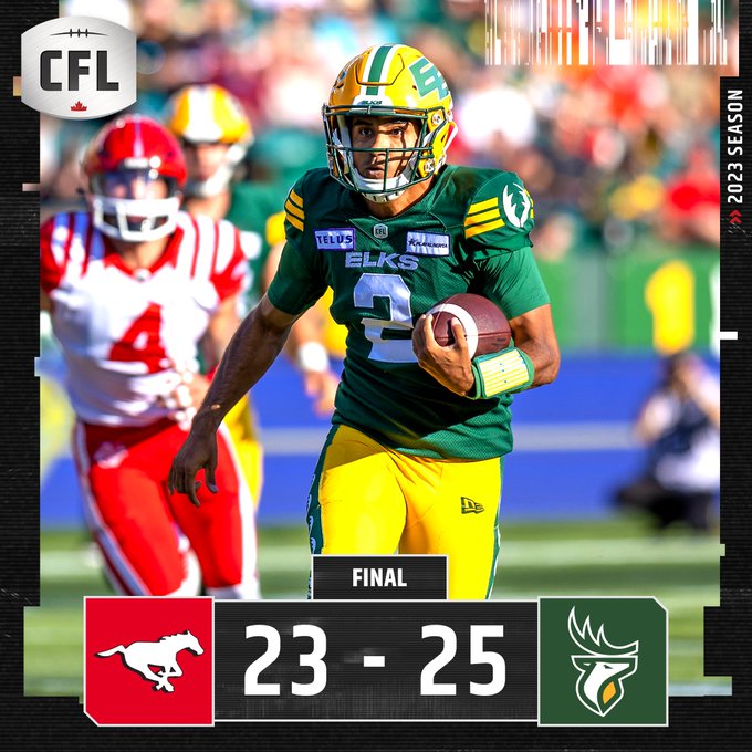 CFL Result: Edmonton Elks Score Dramatic 25-23 Comeback Victory Over Calgary Stampeders