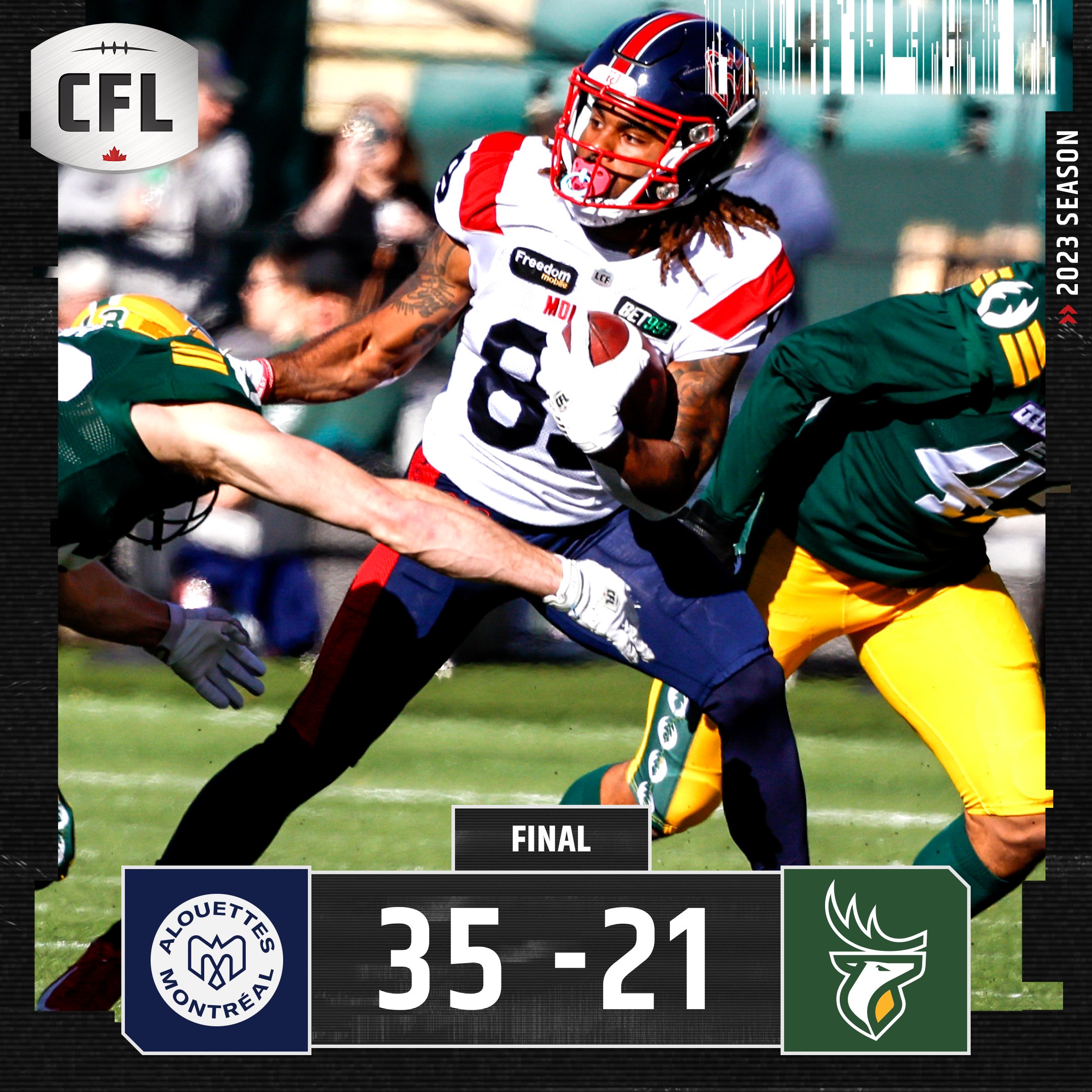 CFL Result: Montreal Alouettes Defeat Edmonton Elks 35-21