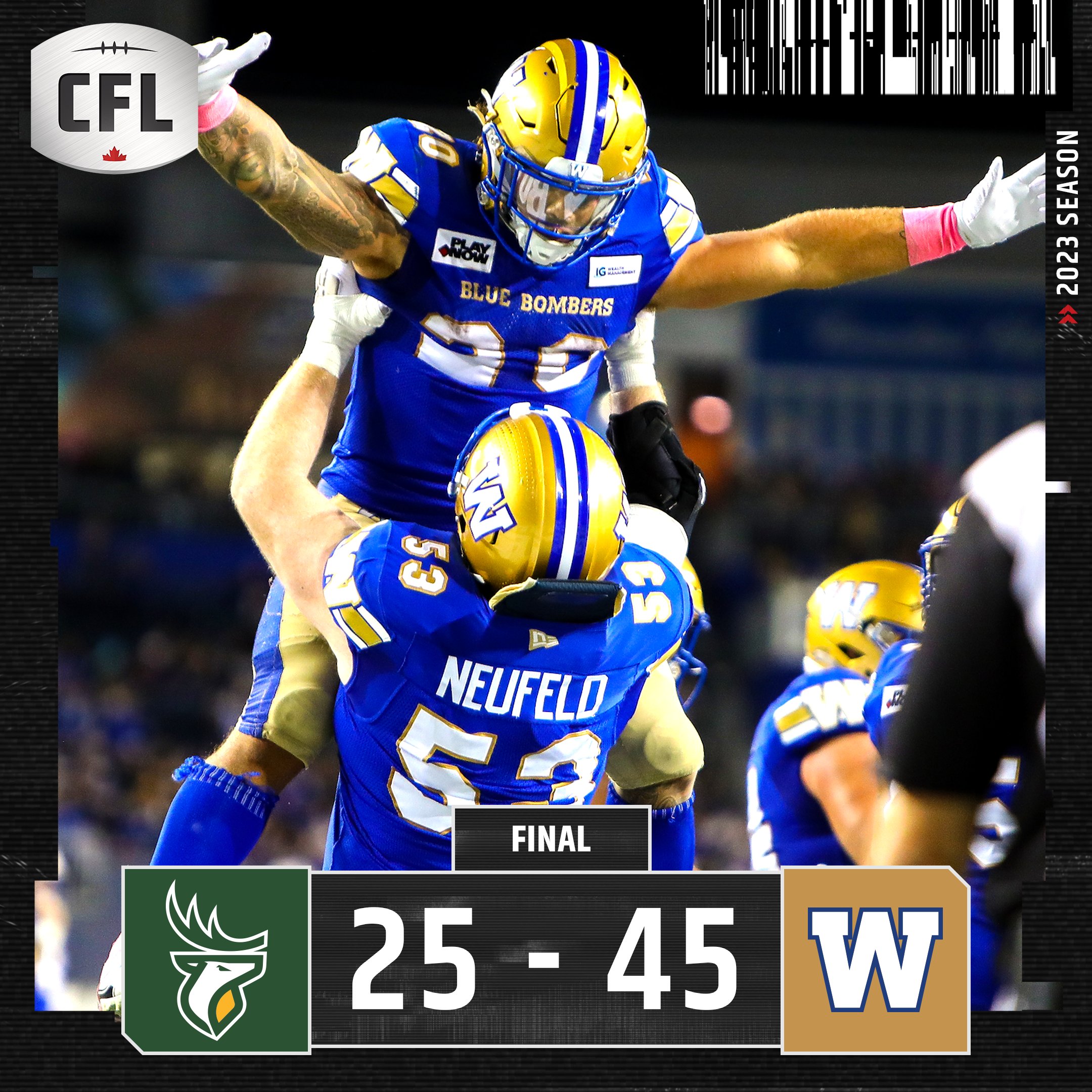 CFL Result: Winnipeg Triumphs Over Edmonton 45-25, Making History on the Field