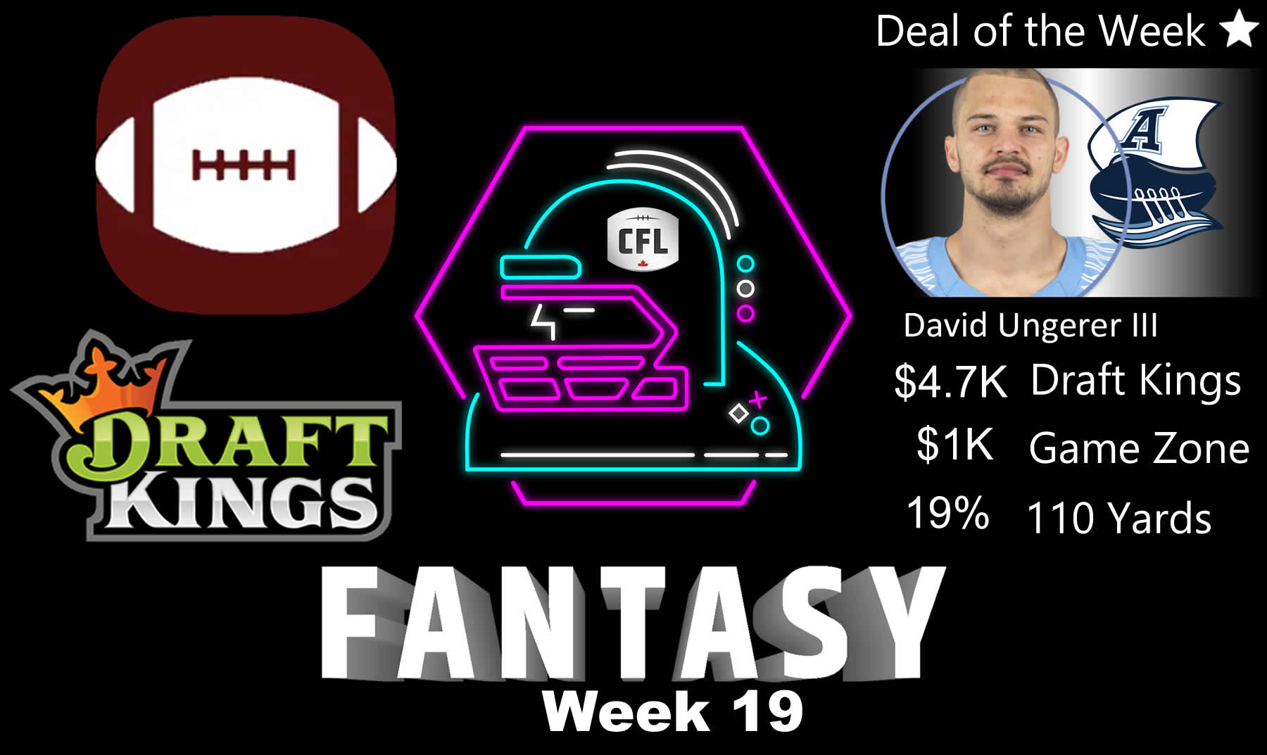 CFL Week 19 Fantasy Football Picks and Sleepers: Draft Kings, Game Zone, 110 Yards Waiver Wire