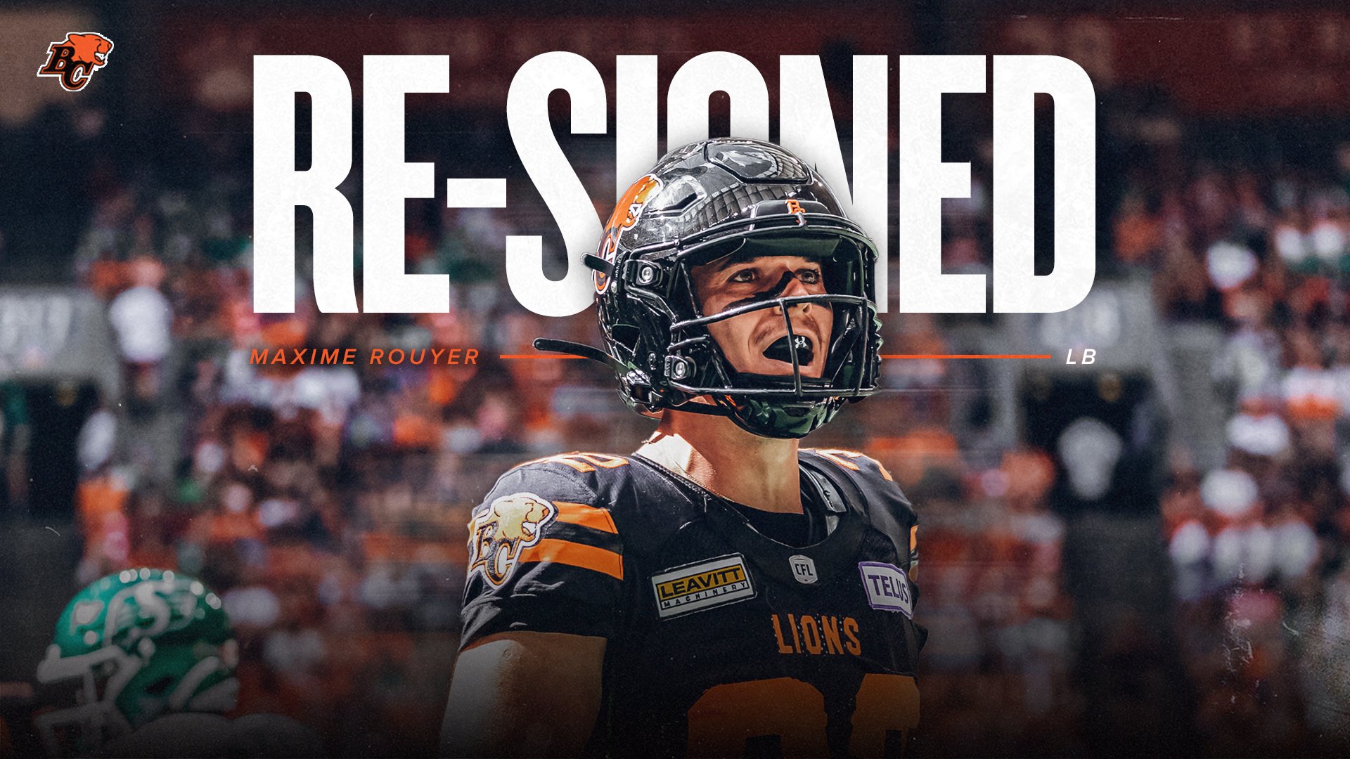 BC Lions Secure Linebacker Maxime Rouyer Through 2025 Season