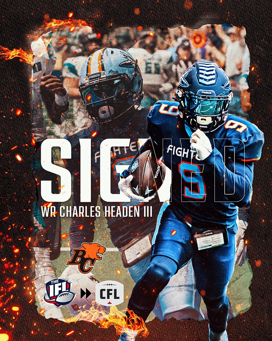BC Lions Sign Wide Receiver Charles Headen III, IFL Special Teams Player of The Year