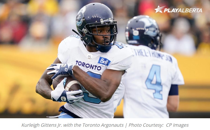 Edmonton Elks Trade DL Jake Ceresna to Toronto Argonauts, Obtain Receiver Kurleigh Gitttens Jr.