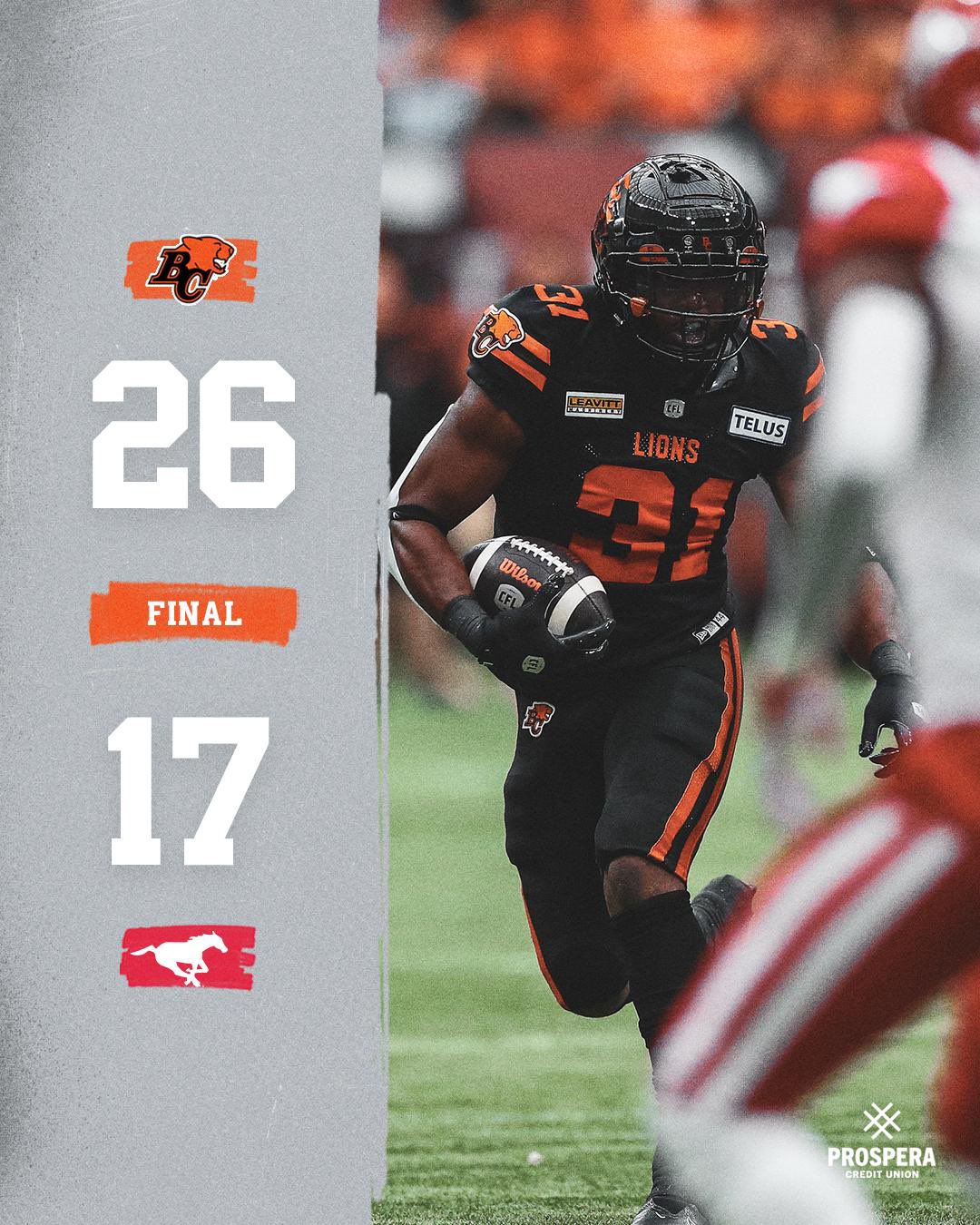 CFL Scores Today: Lions Roar to 26-17 Home Opener Victory Over Stampeders, Improve to 1-1
