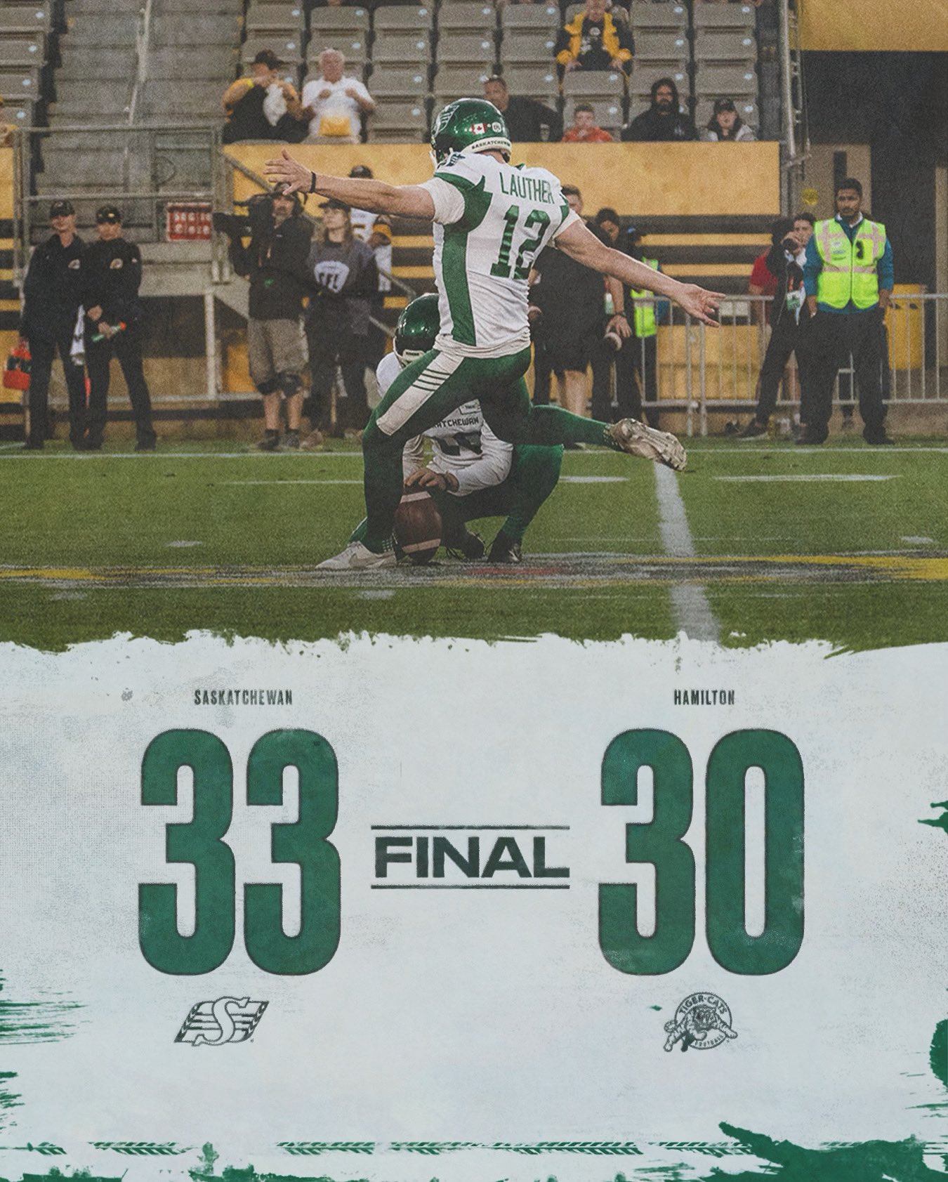CFL Scores Today: Roughriders Rally for 33-30 Win Over Tiger-Cats