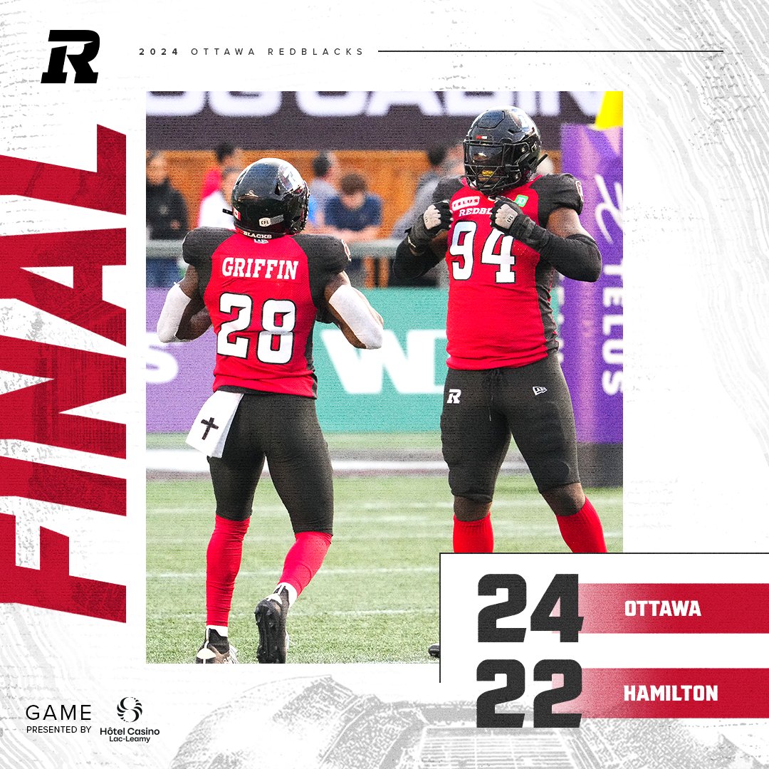 CFL Scores Today: Ottawa Redblacks Edge Hamilton Tiger-Cats 24-22 in Thrilling East Division Clash