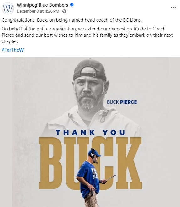 Changes Coming To Bombers' Staff