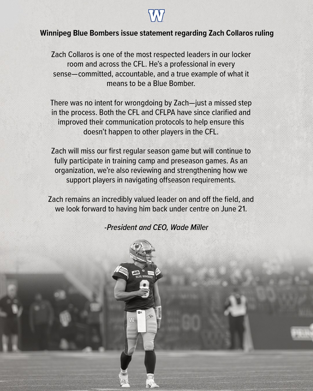 Zach Collaros Suspended But Does It Make Sense?
