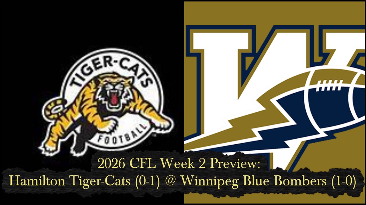 2026 CFL Week 2 Preview: Hamilton Tiger-Cats (0-1) @ Winnipeg Blue Bombers (1-0)
