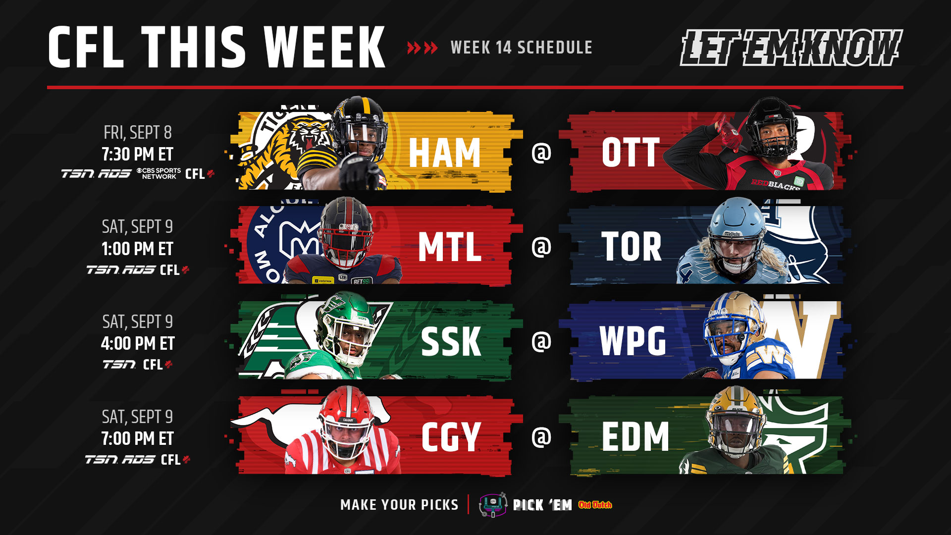 CFL Schedule: Alouettes vs Argonauts, Roughriders vs Blue Bombers, Stampeders vs Elks: Odds, CFL Live Stream Free, CFL Games Today (Saturday, September 9)