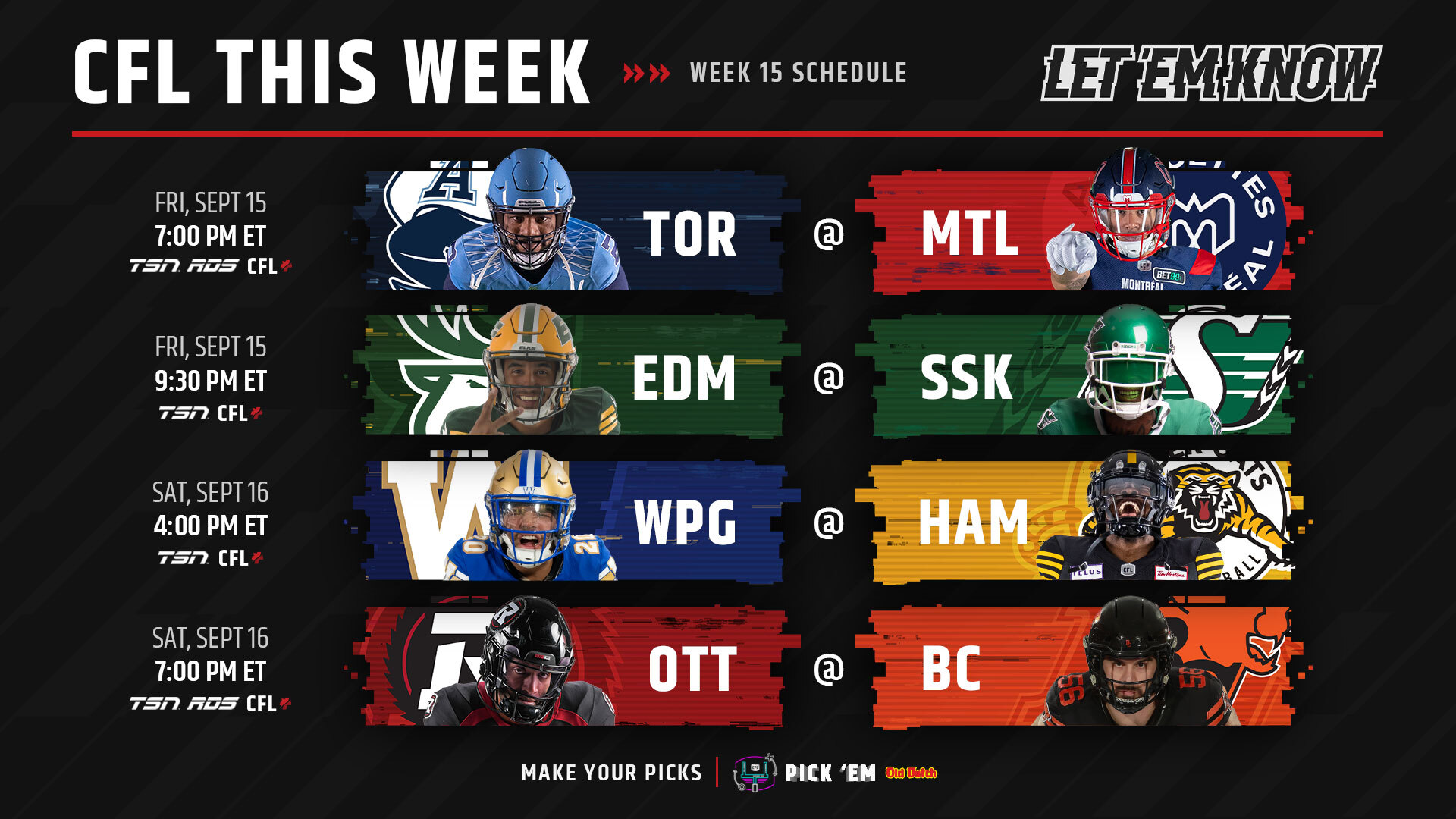 CFL Schedule: Blue Bombers vs Tiger-Cats, Redblacks vs BC Lions, Odds, CFL Live Stream Free, CFL Games Today (Saturday, September 16)