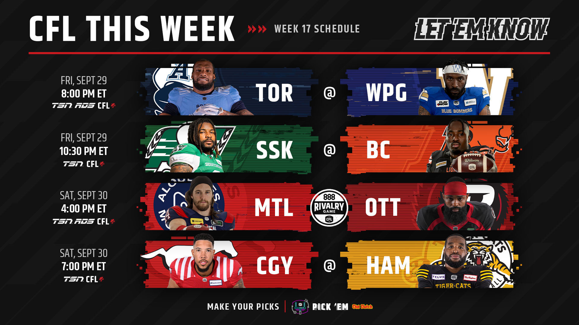 CFL Schedule: Alouettes vs Redblacks, Stampeders vs Tiger-Cats, Odds, CFL Live Stream Free, CFL Games Today (Saturday, September 30)
