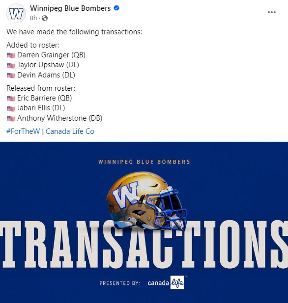 Bombers Not Messing Around At QB