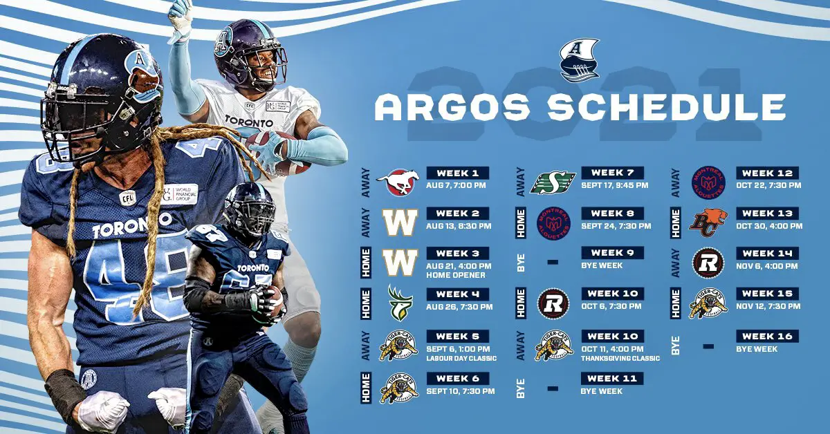 CFL Toronto Argonauts 2021 Regular Season Schedule Reveal/Breakdown