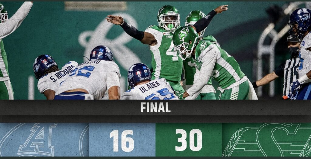 Argonauts-Riders Game Recap/Highlights: Saskatchewan Tops Toronto 30-16