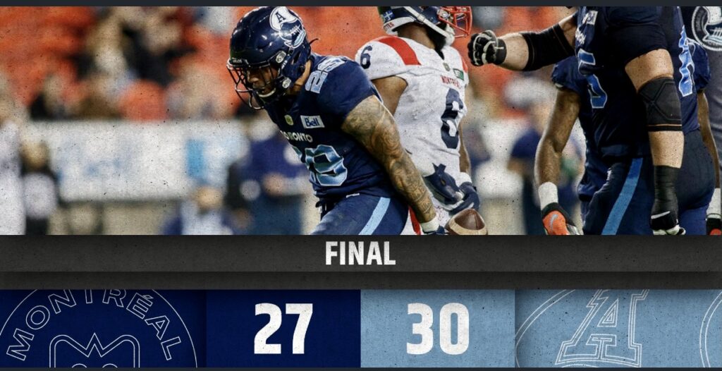 Montreal-Toronto Game Highlights/Recap: Argonauts Top The Alouettes In The Six