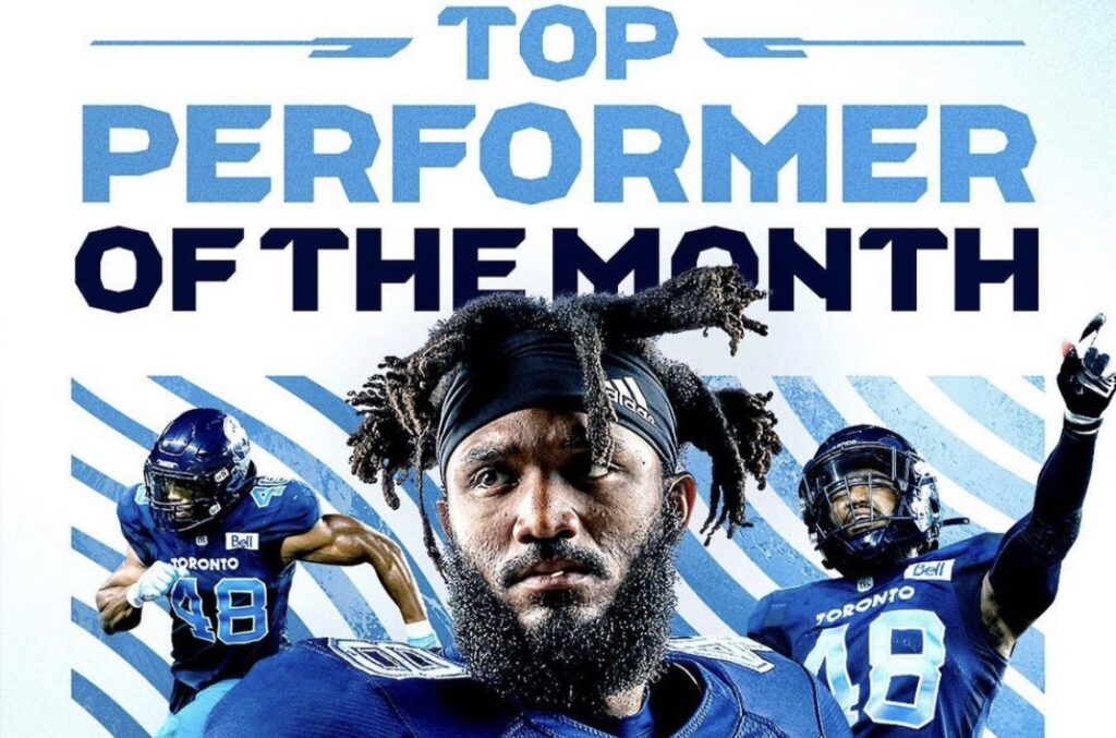 Argos LB Wynton McManis Named CFL Top Performer For August