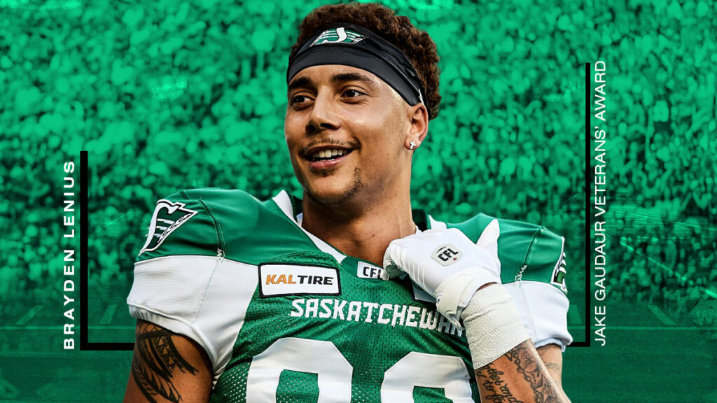 Roughriders' Brayden Lenius Wins Prestigious Jake Gaudaur Award
