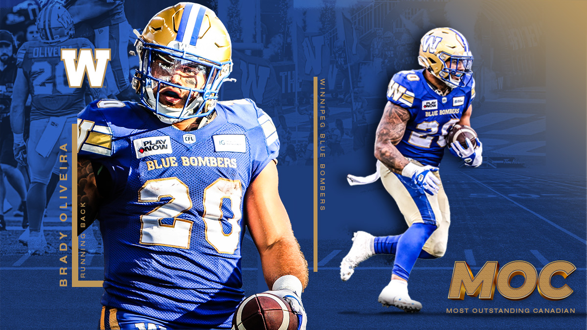 Bombers RB Brady Oliveira's Milestone: CFL's Best Canadian of 2023