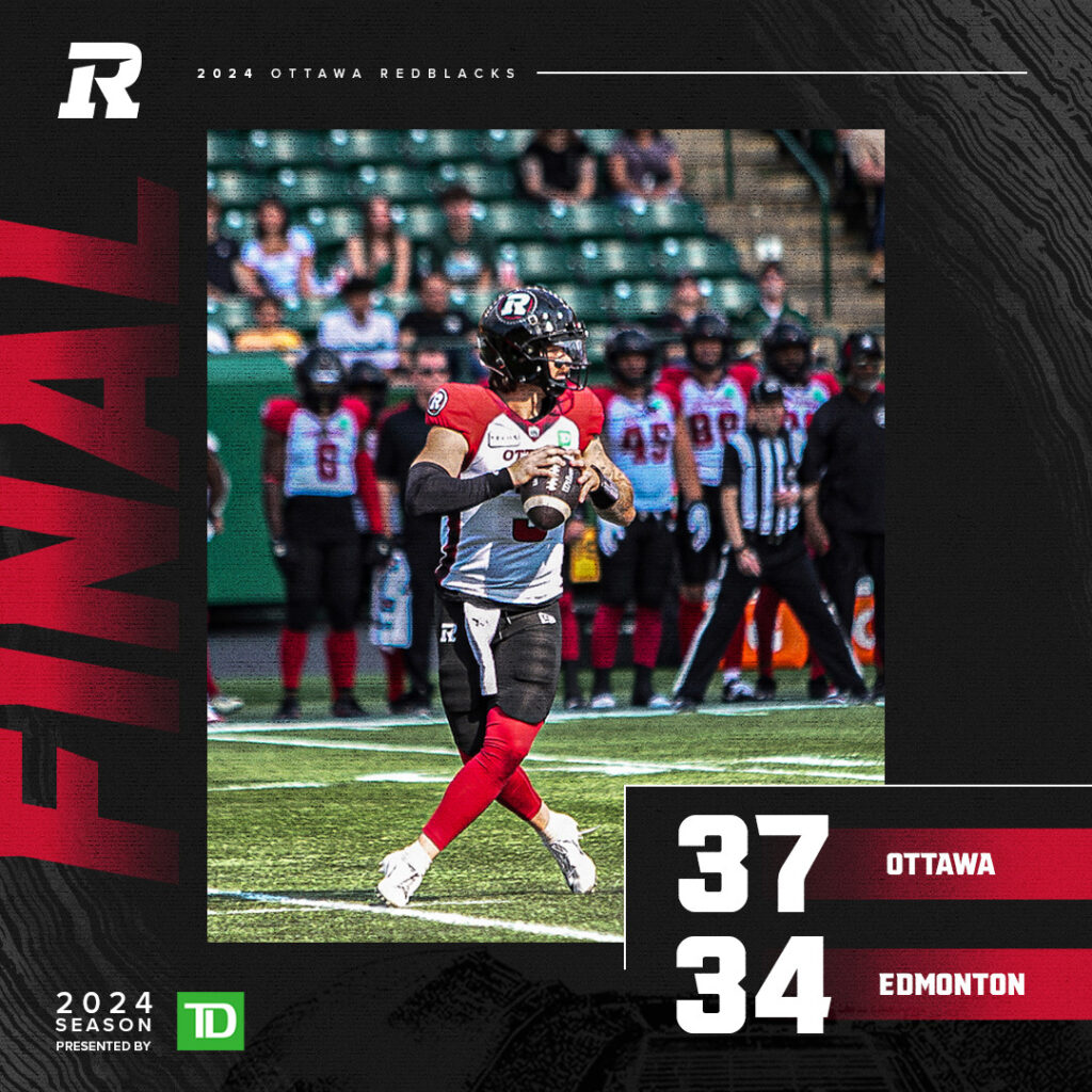 CFL Scores Today: Ottawa Redblacks 37, Edmonton Elks 34 - Redblacks Edge Elks in High-Scoring Affair