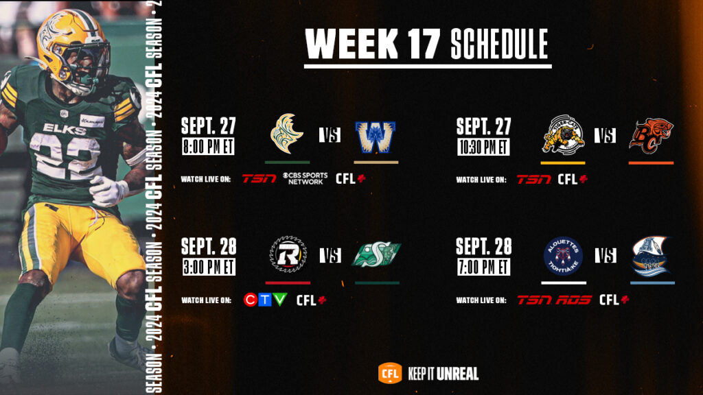 CFL Games Today September 28, 2024: Ottawa REDBLACKS vs Saskatchewan Roughriders, Montreal Alouettes vs Toronto Argonauts - TV Channels, Odds