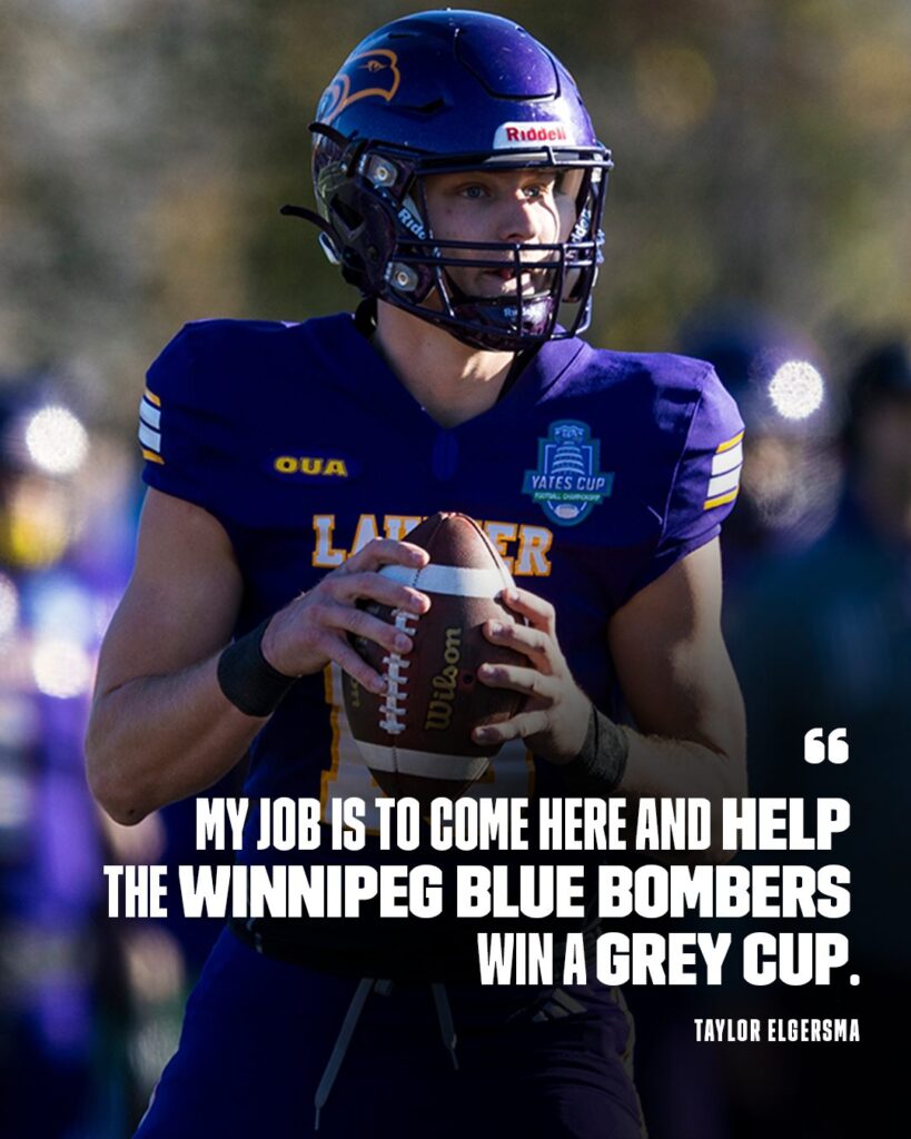 Not How They Drew It Up...Bombers Sign QB Taylor Elgersma